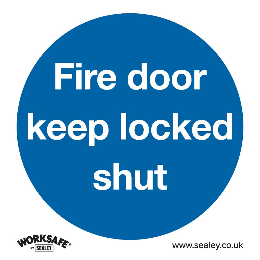 Sealey Worksafe® Fire Door Keep Locked Shut Safety Sign, Self-Adhesive Vinyl - Pack of 10 SS4V10