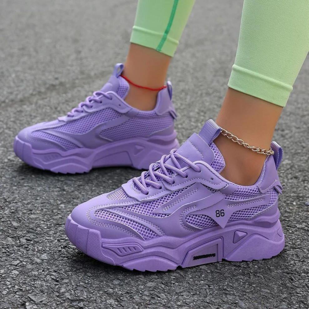 (lavender, 40) Women Sneakers New Fashion Mesh Breathable Tennis Girl Platform Shoes For Women Outdoor Comfortable Lightweight Sneakers Women