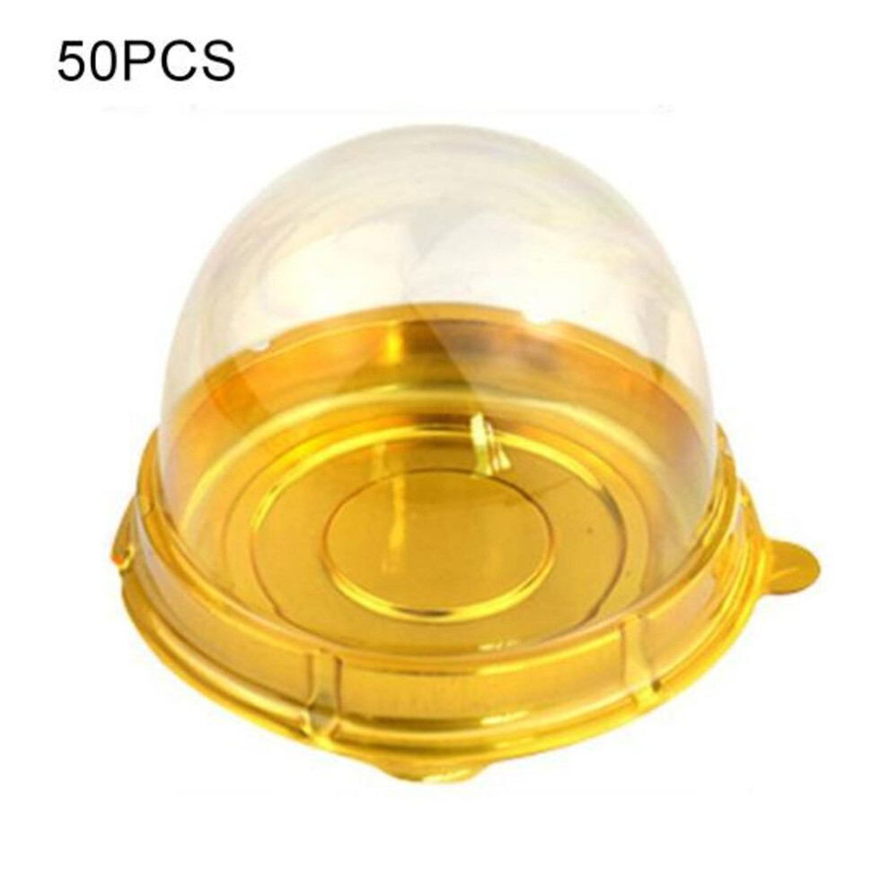 (golden) Super Wind 50pcs Cupcake Container Disposable Food Grade Plastic Single Compartment Cupcake Carrier Holder Box For Wedding