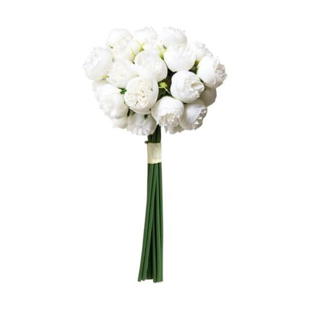 (white) 1 Bouquet Artificial Flower Bendable No Maintenance Required Plastic 27 Heads Simulation Camellia Flower
