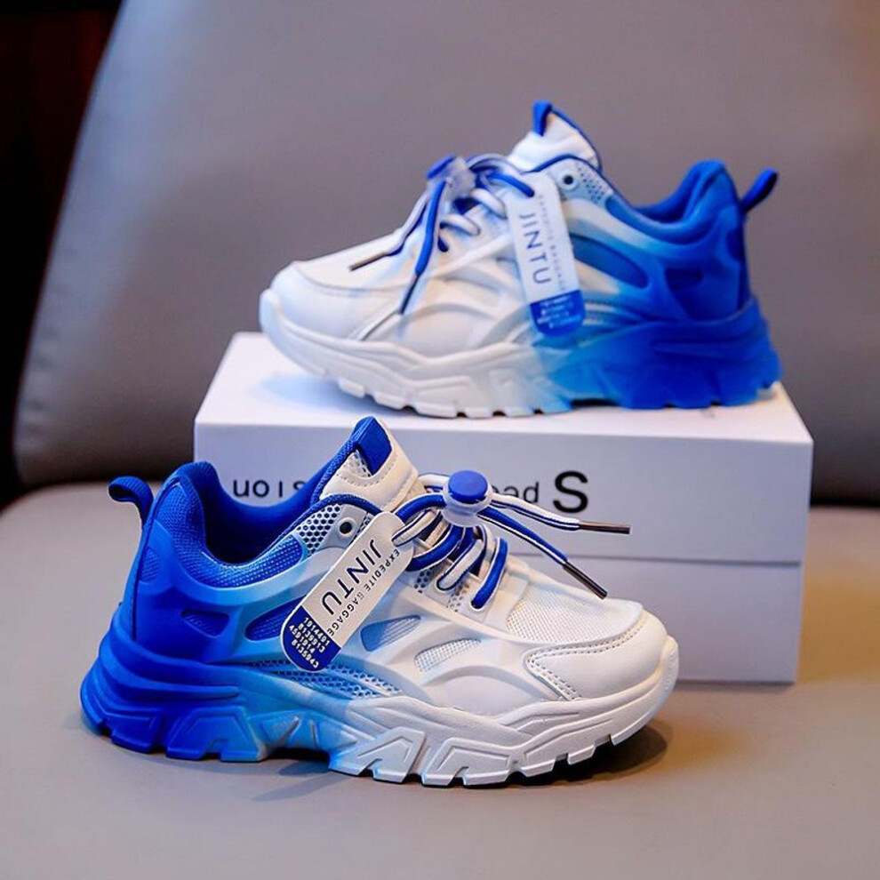 (blue, 30) 2024 Kids' Double Mesh Sports Shoes For Boys & Girls - Stylish Running Sneakers For Medium & Large Children