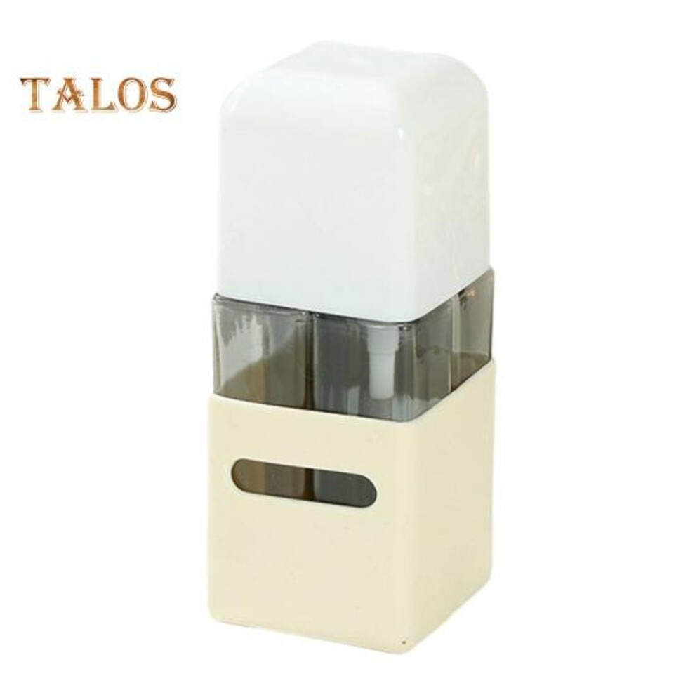 (light yellow, Square) 4pcs/set 60ml Travel Refillable Bottle Portable Leak Proof Reusable Lotion Shampoo Cosmetic Press Spray Dispenser Bottle Empty Toiletries Container