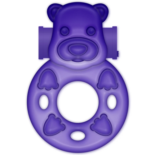Bear Vibrating Penis Ring Purple Stretchy Couples Pleasure Enhancer