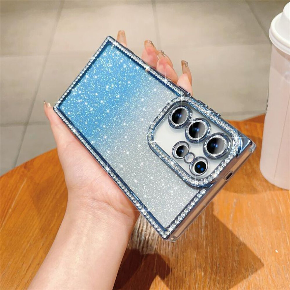 (blue, Samsung Galaxy S24Plus) Fashion Glitter Diamond Gradation Cover Case for Samsung Galaxy S25 Ultra S24 Plus iPhone 16 Pro Max 15 14 13 Pro Case Plating Silicone TPU Cover