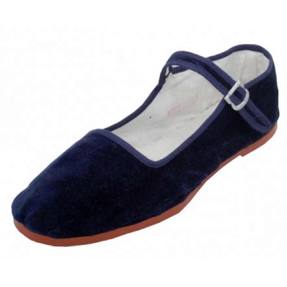 Chaussures 18 pour femmes, ballerines en coton, style Mary Jane (6 bleu marine 118)