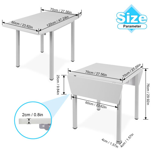 (Grey, B) Dining Table and Chairs, Drop Leaf Kitchen Table With PU Leather High Back Chair 2
