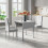 (Grey, B) Dining Table and Chairs, Drop Leaf Kitchen Table With PU Leather High Back Chair 1
