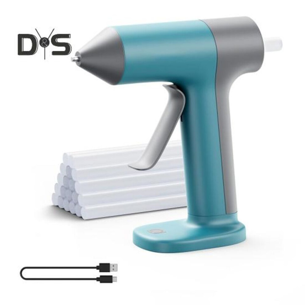 (blue) Cordless Hot Glue Torch with 30 Pcs Sticks 30s Preheat Auto Shut-Off Mini Glue Torch with 2000mAh Battery for DIY School Crafts Arts Project Home