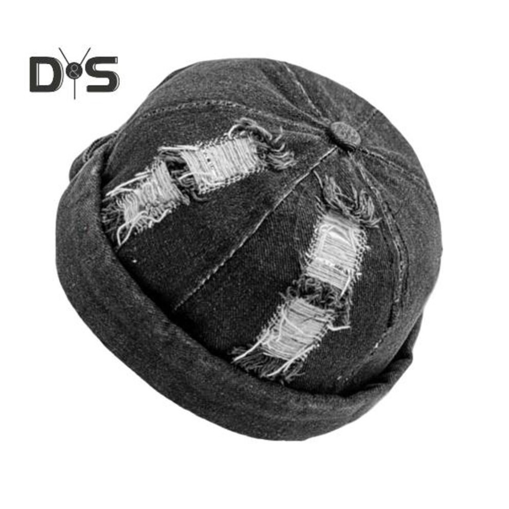 (black) Cowboy Hat Lightweight Breathable Denim Ripped Hole Design Men Women Summer Hat Solid Color Hat Street Style Headwear
