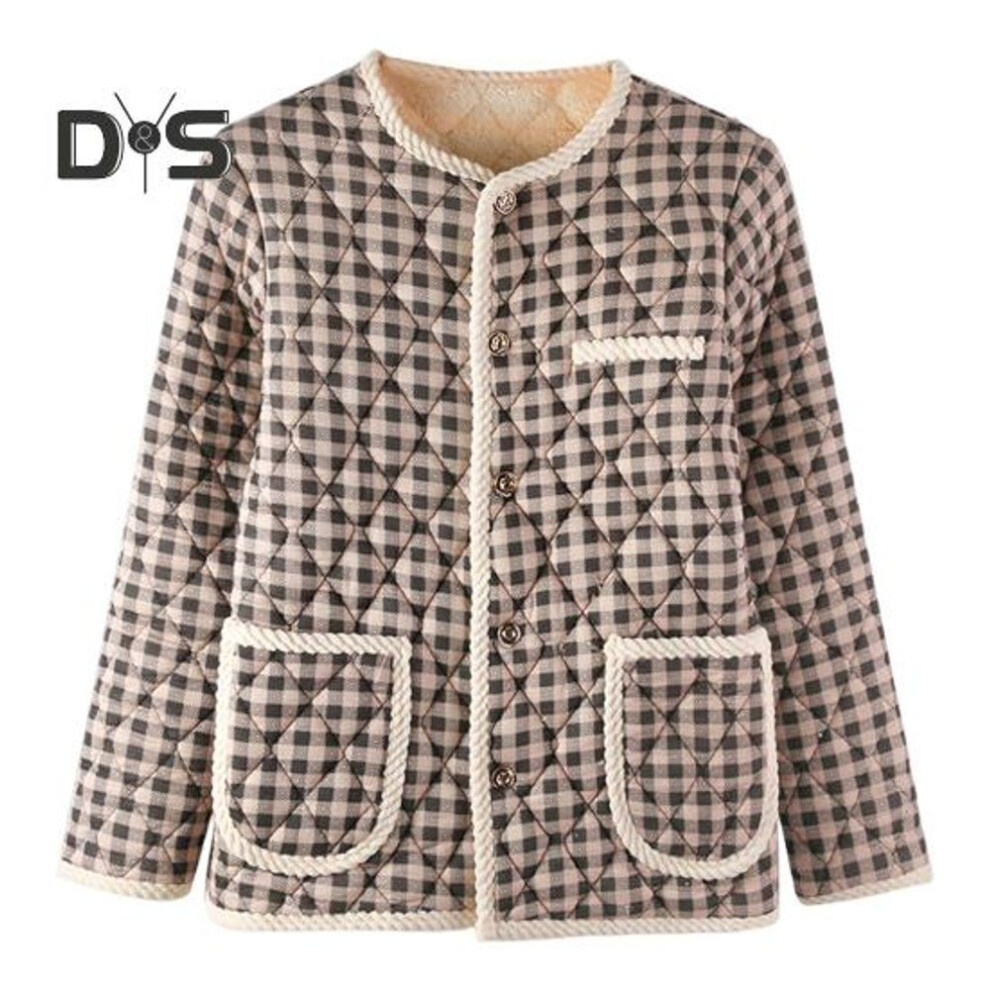 (brown, 4XL) Winter Coat Thickened Plush Round Neck Button-down Pockets Long Sleeves Plus Size Cardigan Bottoming Jacket Cold Weather Inner Wear Outerwear Jacket