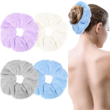 4 Pieces Large Towel Microfiber Drying Soft Scrunchies Thick Scrunchies Fuzzy Scrunchy Ponytail Holder for Hair Light Bobbles Ropes Wet and Dry H