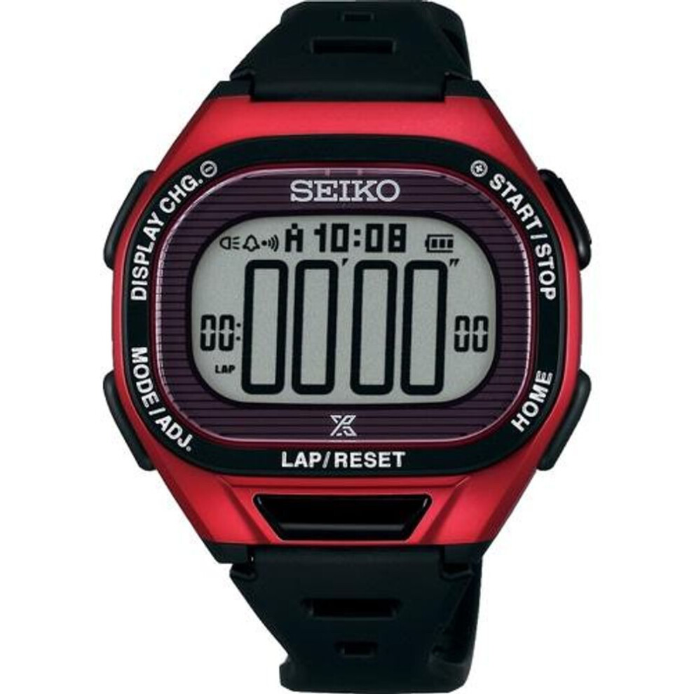 Seiko Men's Sbef047 (prospex Super Runners Solar) Oval Watch Black Plastic Digital