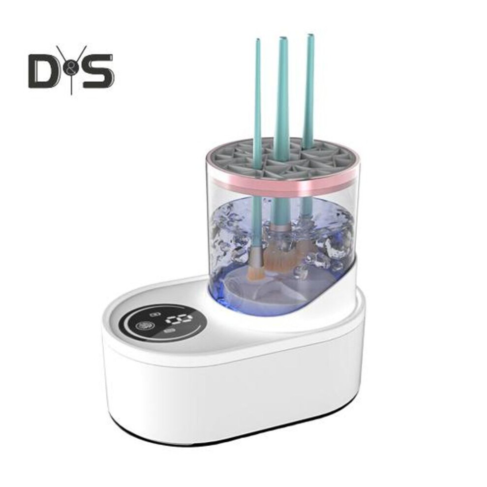 (as the picture, Charging) Electric Makeup Brush Cleaner Detachable Usb Rechargeable Automatic Cosmetic Brush Cleaning Machine Beauty Brush Dryer Holder Container Washing Tools