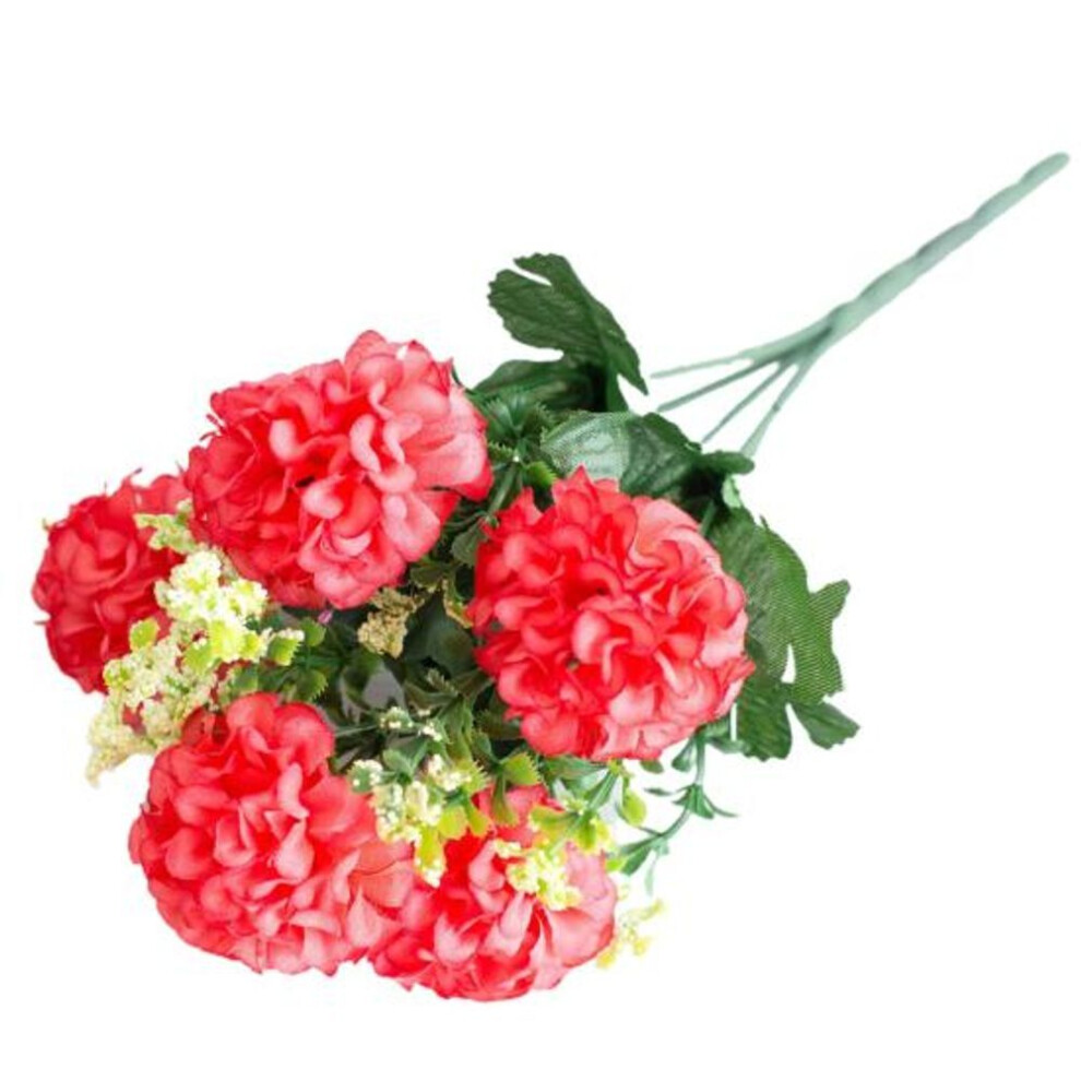 (rose red) Fake Flowers Charming Long-lasting 5 Heads Realistic Artificial Hydrangea Bouquet Garden Supplies