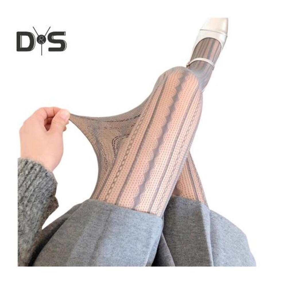 (dark gray) Women Pantyhose Hollow Out Patchwork Fishnet Ultra-thin See-through High Elasticity Anti-slip Solid Color Commute Dating Party Mini Skirt Matching