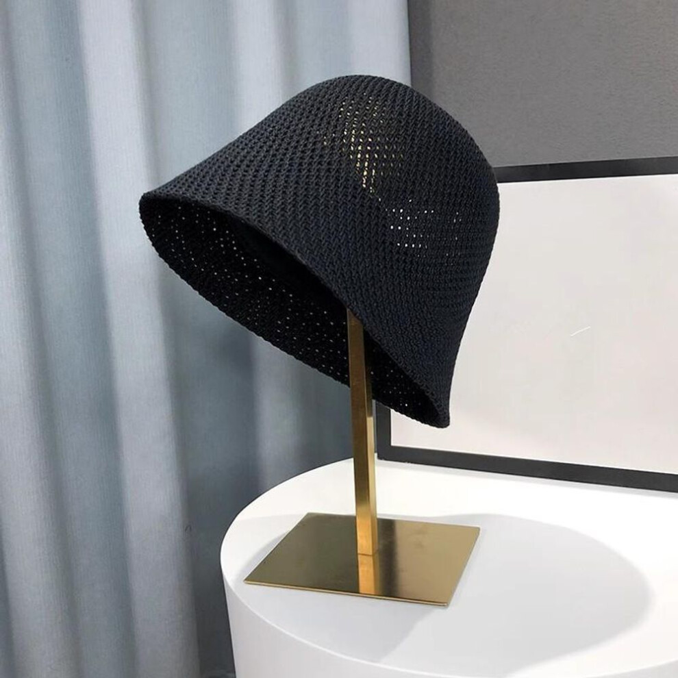 (black) Women Bucket Hat Summer Hollow Out Thin Breathable Sun Hat Female Beach Panama Cap Fold Outdoor Japanese Lesure Fishierman Cap