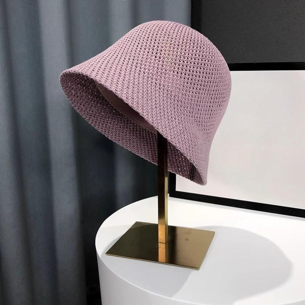 (purple) Women Bucket Hat Summer Hollow Out Thin Breathable Sun Hat Female Beach Panama Cap Fold Outdoor Japanese Lesure Fishierman Cap