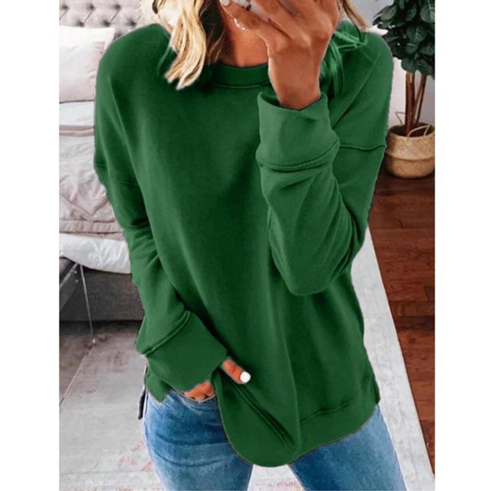 (4XL, green) 2024 European & American Women's Solid Color Printed Loose Sweater for Autumn & Winter