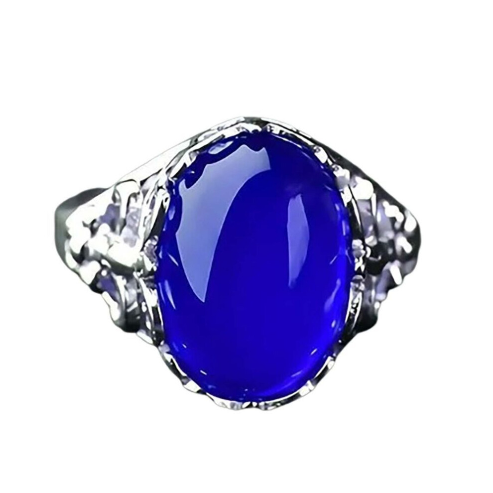 (blue, One Size) Green Agate, Chalcedony, Ancient Open Ring, Female Hollow Butterfly Adjustable Ring
