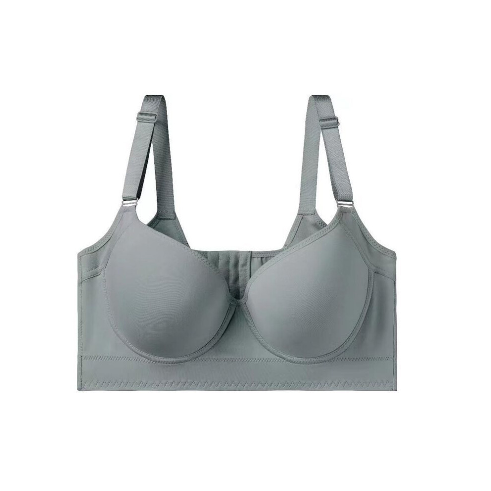 (grey, 85E) Seamless Large Size Sports Bra - Steel Ring, Anti-Sagging, Beautiful Back, Deep V