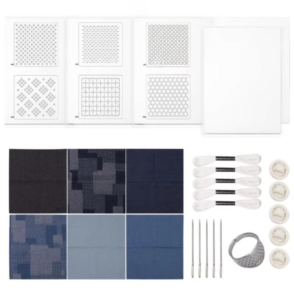 (A) Water Soluble Sashiko Embroidery Beginner Set Hand Quilting Sewing Supplies  For Beginners
