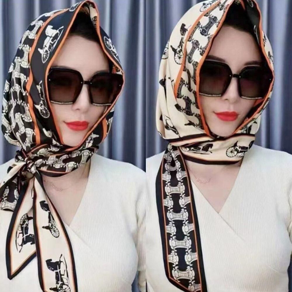 (4) Silk Headband Hats Hijab Scarf Hat Muslim Baotou Hat Head Scarf Sunscreen Turban Scarf Silk Ribbon