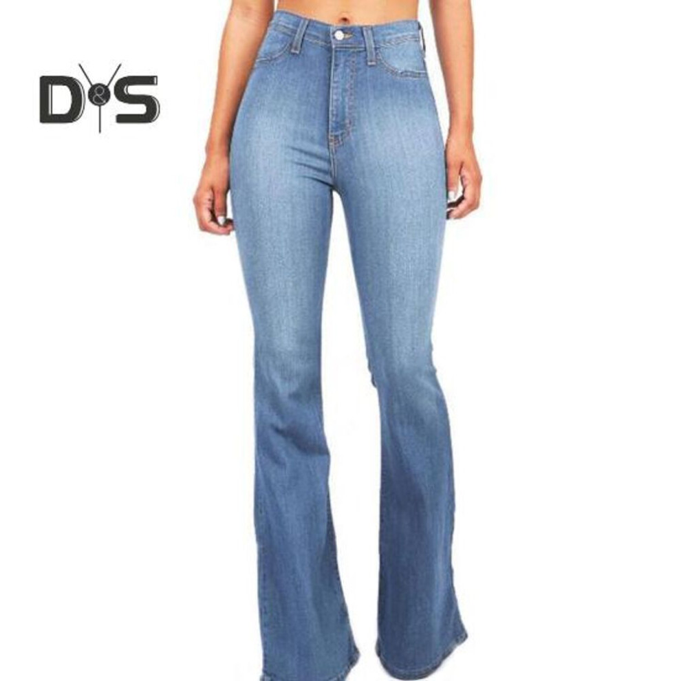 (light blue, L) Bell Bottom Jeans for Women High Waisted Flared Jeans Stretchy Bootcut Denim Trousers Casual Wide Leg Denim Flared Pants