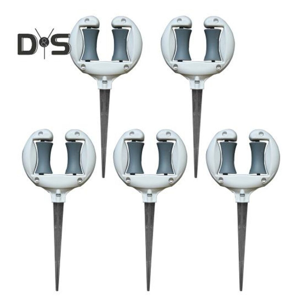 (white, 5pcs) Hose Guide Spike Garden Hose Holder with Rollers Ground Insert Hose Guide Keep Hose Out of Flower Beds Protects Plants for Accurate Watering
