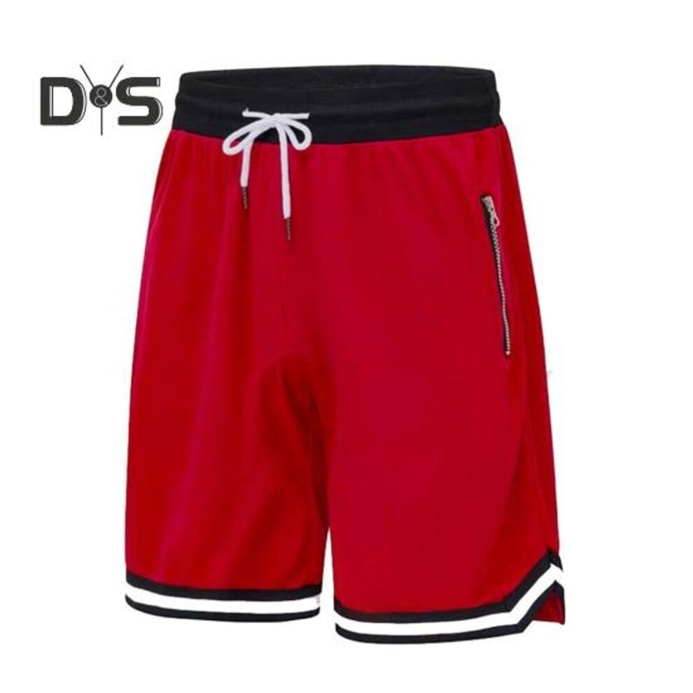 (red, XL) Men Sport Shorts Elastic Waist Adjustable Drawstring Quick-Drying Gym Shorts with Pockets Loose Fit Running Shorts