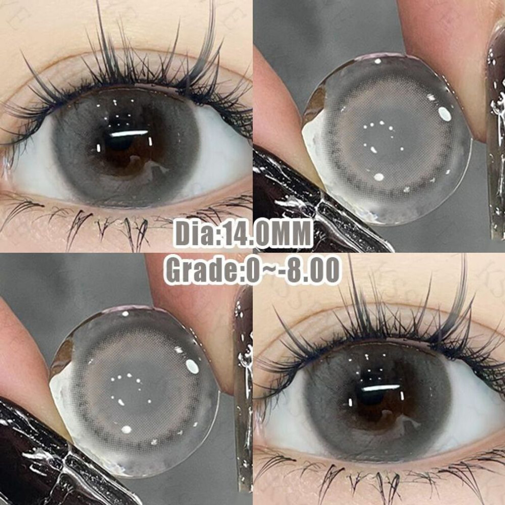 (grey, -4.50) KSSEYE 2pcs/1pair Contact Lenses with Grade Soft Lens Daily Use 14.0MM Gray Natural Comfortable Korean Idol Contact Lenses Eyes Makeup