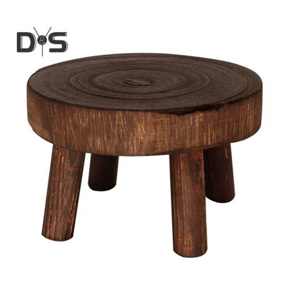 (brown, L) Wooden Flower Pot Stand Mini Decorative Stool Plant Stand Round Bonsai Succulents Display Stand For Garden Balcony Indoor