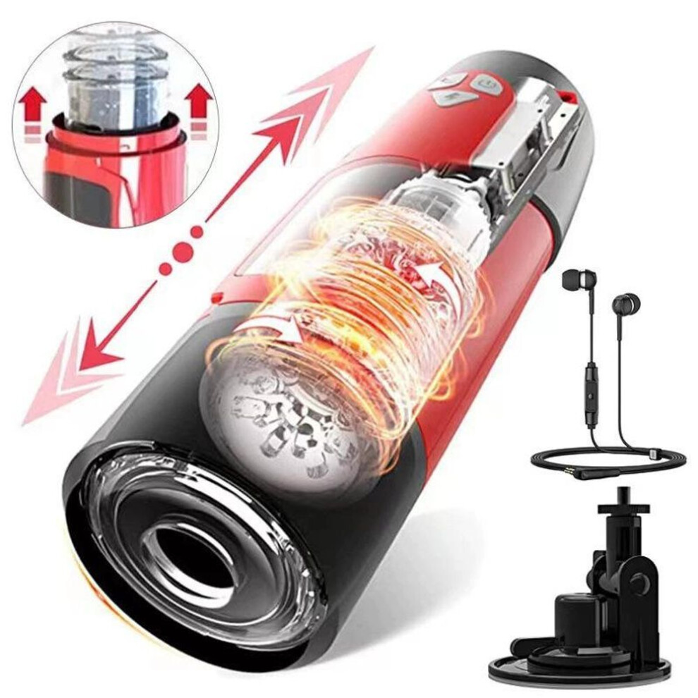 (red) Automatic Male Masturbation Cup Fully Waterproof With Rotating & Vacuum Suction Modes Real Vagina Adult Sex Toys For Men