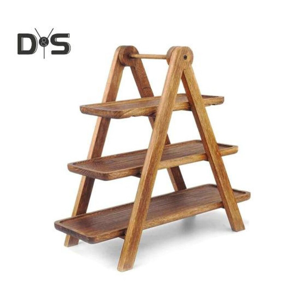 Wood 3 Tier Serving Tray Cupcake Stand Easy Assembly Wooden Farmhouse Platter Lightweight Decorative Tray for Parties Home