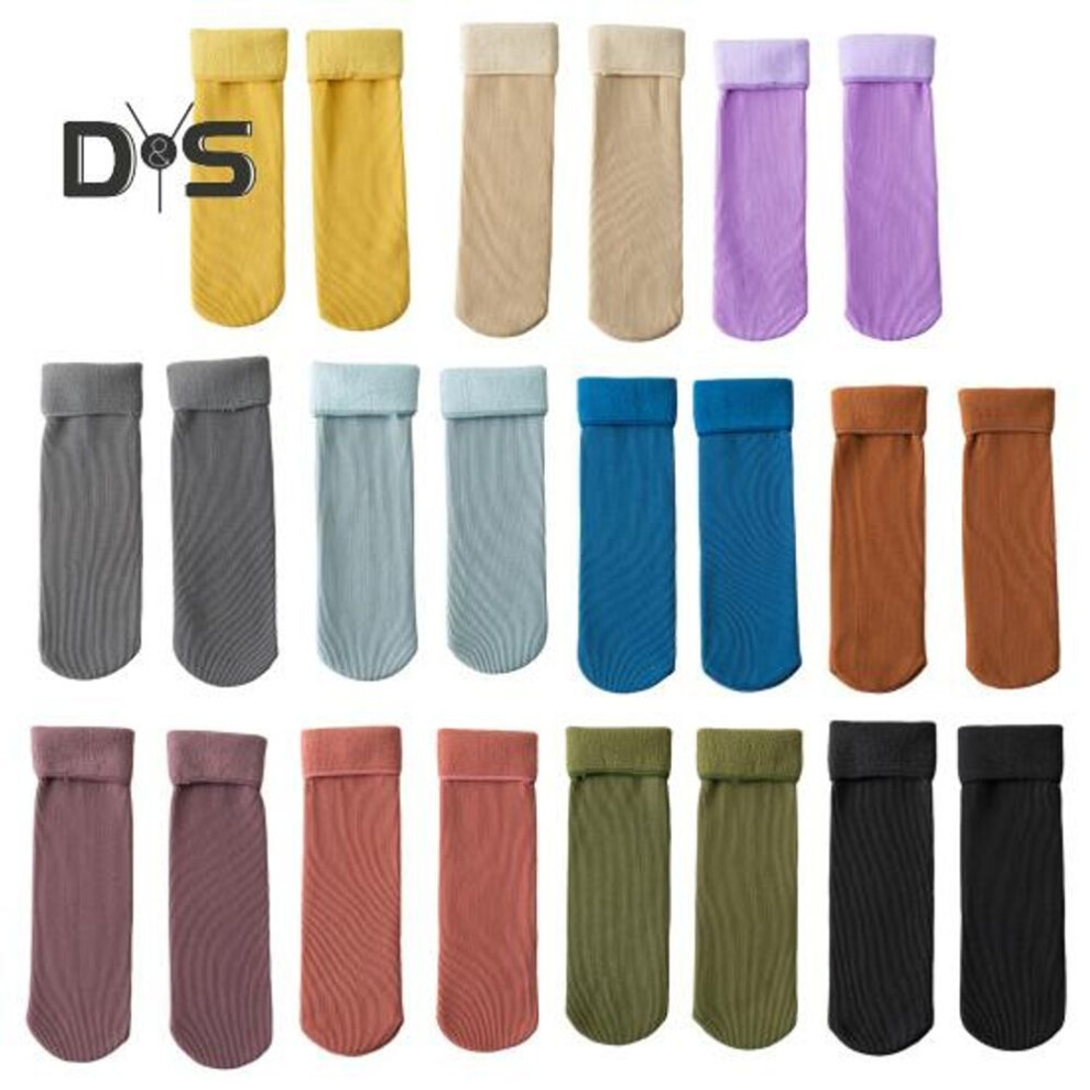 11 Pairs Winter Snow Socks Unisex Thick Plush Mid-tube Thermal Elastic Anti-slip Solid Color Slim Socks for Skiing Skating Camping