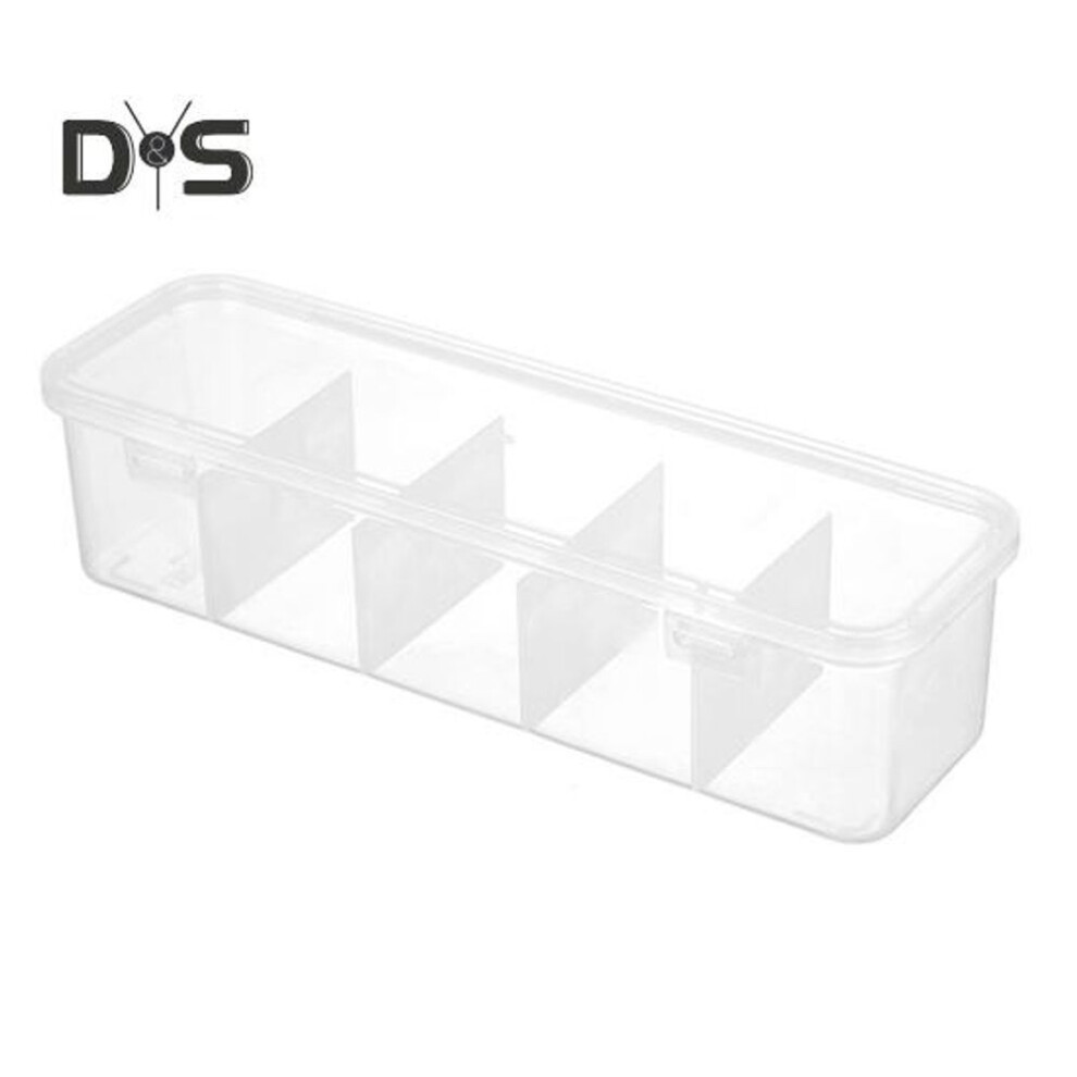 Transparent Data Cable Storage Box with Lid 5 Compartments Large Capacity Multi-purpose Charging Cord Jewelry Trinkets Organizer Case Container
