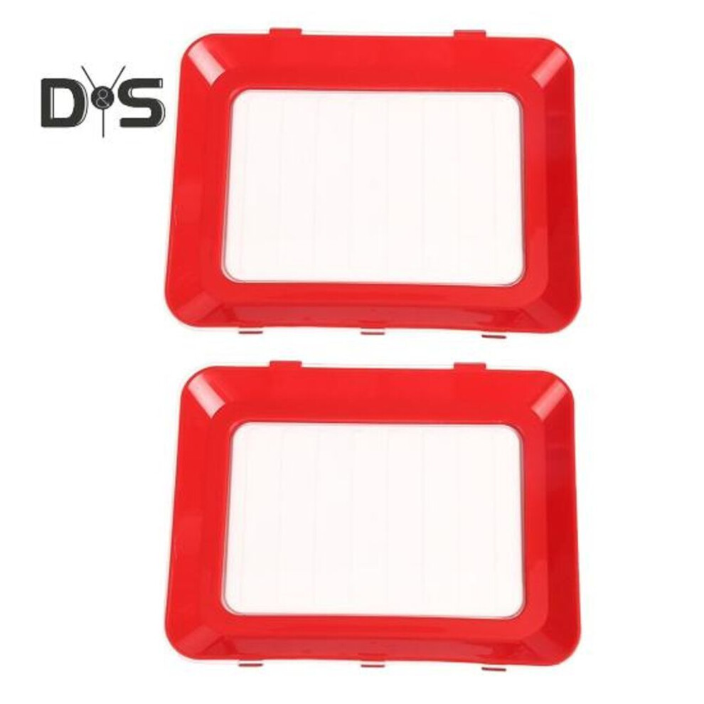 (red) 2Pcs Food Tray Stackable Design Food Preservation Tray with Stretch Cover Dishwasher Safe Crisper Tray