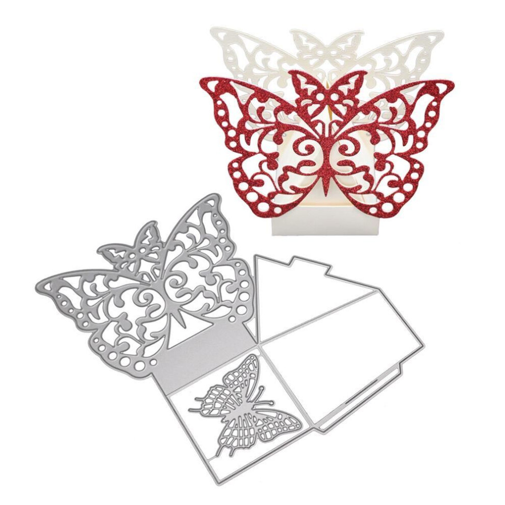 Butterfly Decorative Gift Box Frame Metal Silvery Stencil Embossing Cutting Dies For Diy Scrapbooking Paper Album Cards Making