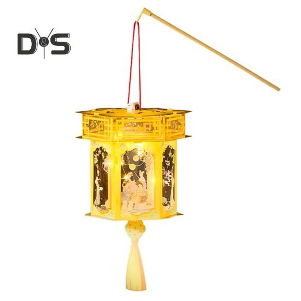 Chinese Style Lantern Diy Lantern Kit Handmade Colorful Led Light-up Palace Lantern Paper Craft For Festival Celebrations