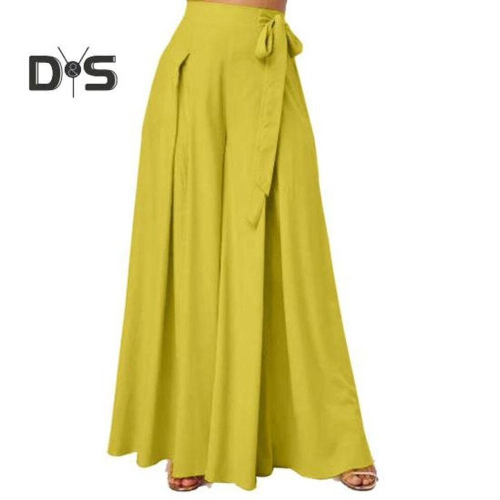 (light green, 2XL) Women Skirt Pants Wide Leg Lace up Bow High Waist Loose Solid Color A Big Hem Deep Crotch Full Length Casual Dance Performance Culottes Long Trousers