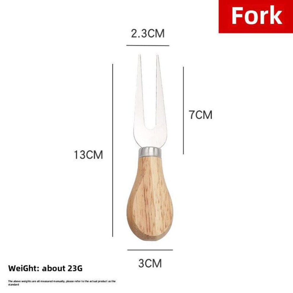 (as the picture, fork) Oak Handle Cheese and Butter Spatula Set with Stainless Steel Knife, Fork, and Cake Shovel Pizza Tool