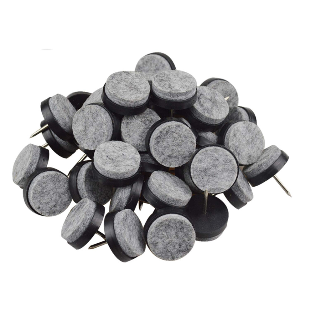 40Pcs Round Heavy Duty Nail-On Felt Pad For Furniture Chair Table Leg Feet Floor Protectors Slide Smoothly (Black, Pad Diameter 20Mm) 734010390744
