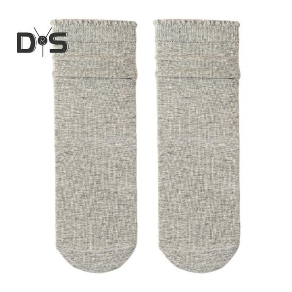 (light grey) 1 Pair Women Winter Socks Shirring Edge Mid-tube High Elasticity Wrapping Anti-slip Sport Piled Socks Comfort Warmth Sleeping Stockings