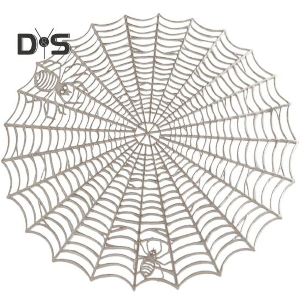 (silver) Placemat Spider Web Shape Table Mat Easy to Clean Heat Resistant Table Placemat for Home Halloween Decor