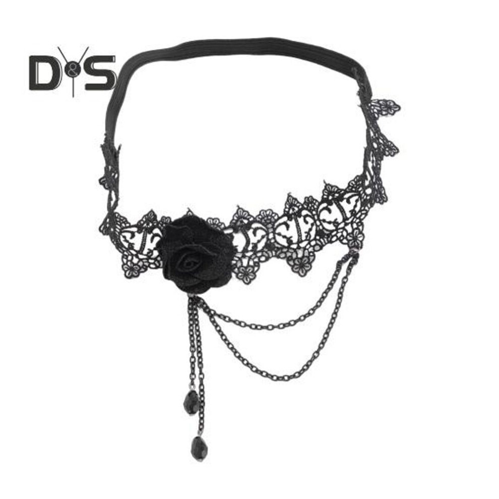 (black) Women Leg Chain 3D Rose Decor With Elastic Band Tassel Chain Faux Crystal Pendant Leg Jewelry Wedding Night Club Party Thigh Garter