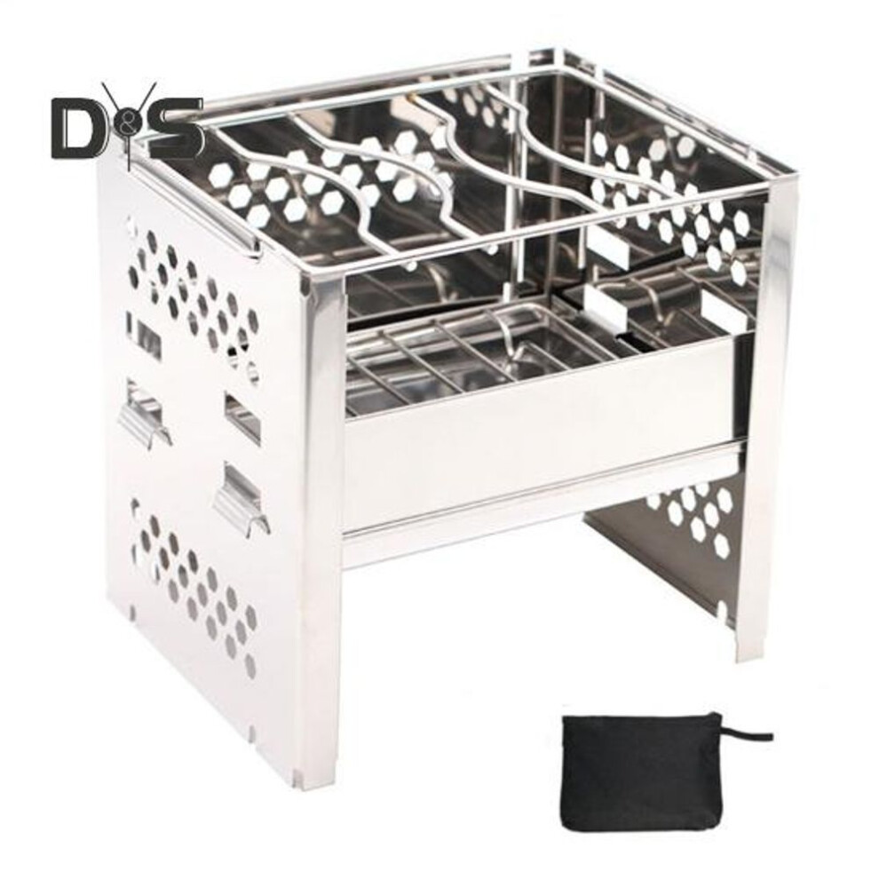 Outdoor Folding Grill Barbecue Stove with Storage Bag Heavy Duty Stainless Steel Multifunctional Camping Picnic Mini BBQ Grill Charcoal Stove