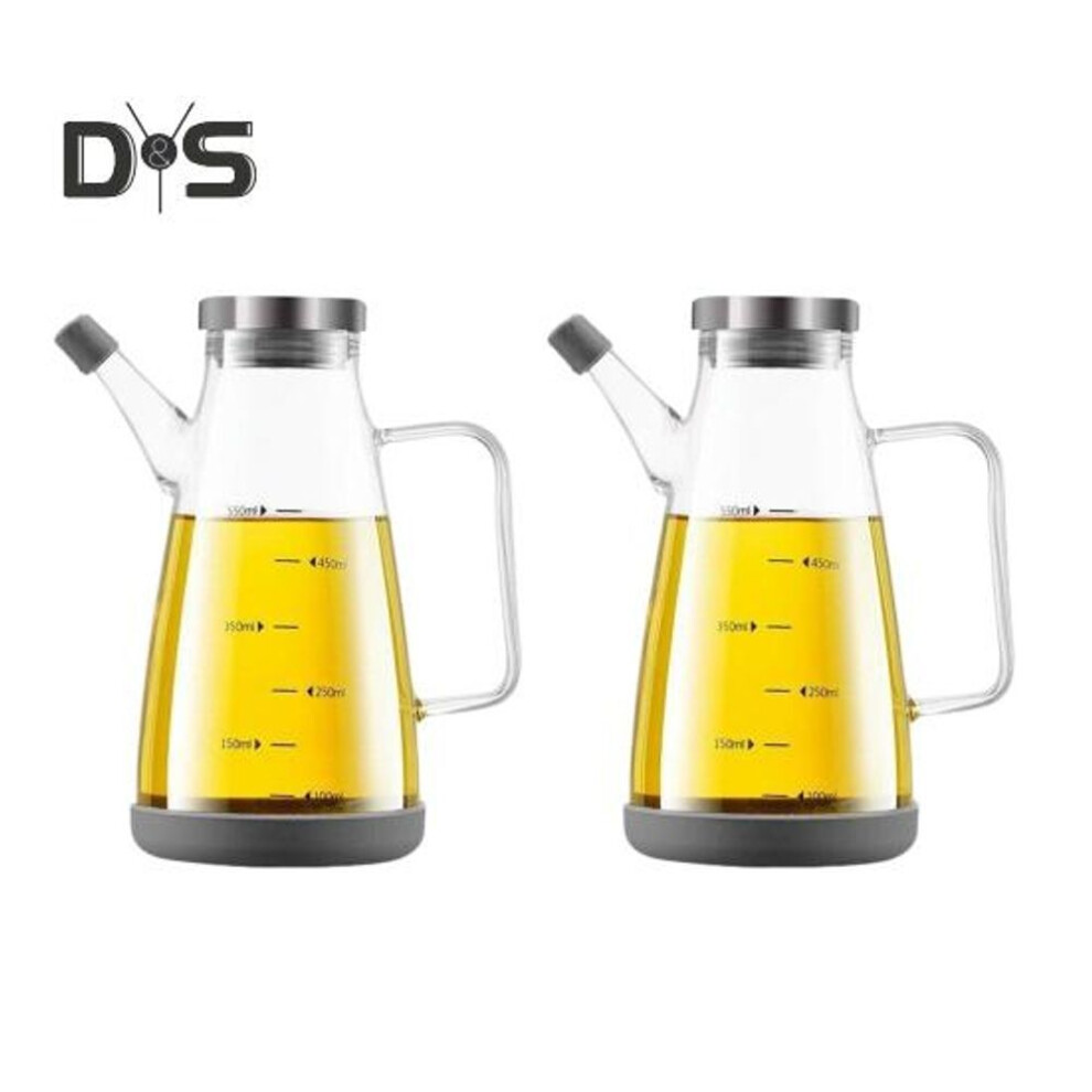 (as the picture, 550ML 2pcs) Glass Oil Dispenser Bottle With Drip-free Spout 550/750/1000ml Large Capacity Oil Pot Heat-resistant Oil Vinegar Dispenser Container Bottles Kitchen