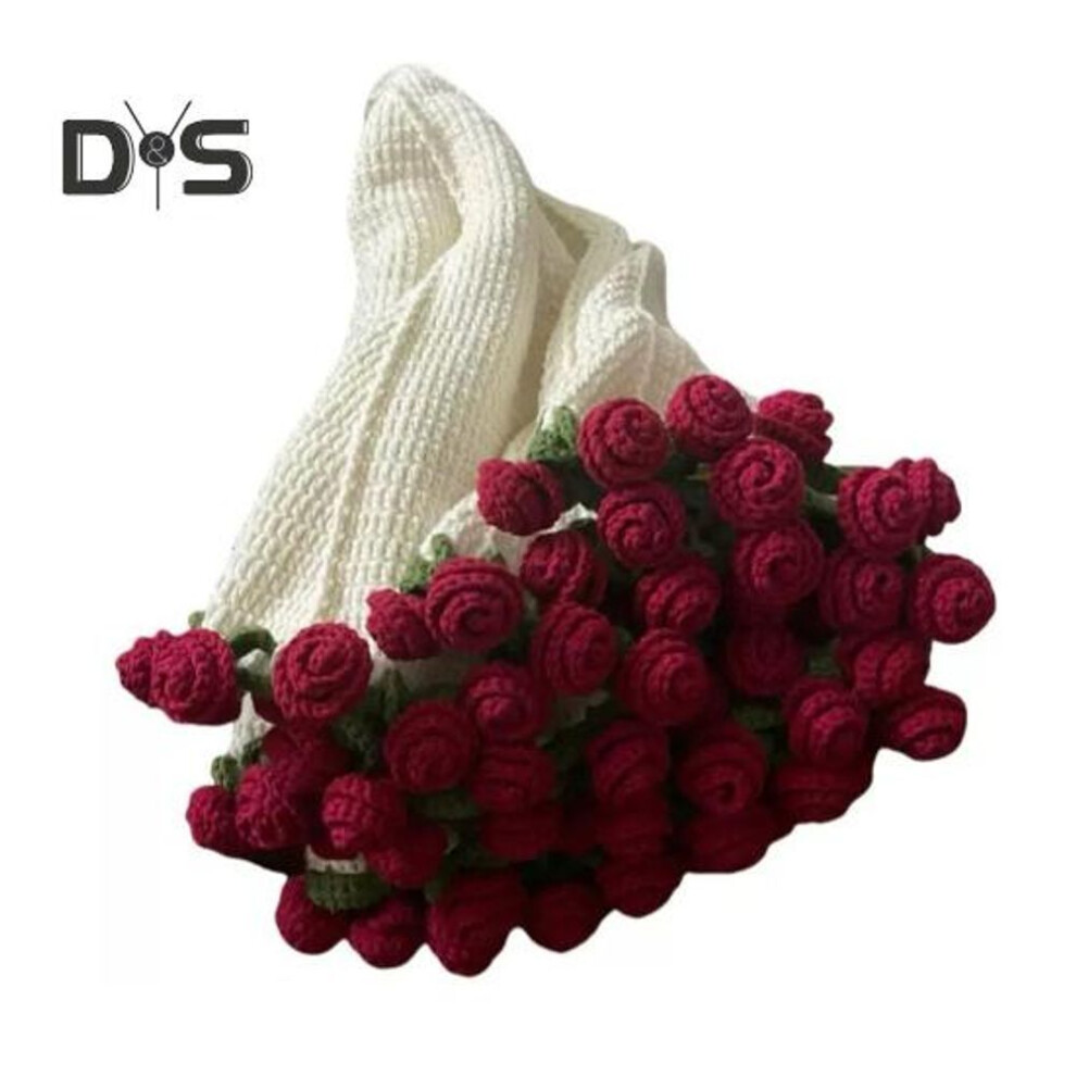 (as the picture, A) Bouquet Blanket Crocheting Kit Diy Flowers Blanket Set Crocheted Floral Blanket Craft Kit Gift For Loved Ones Couch Sofa Bed Use