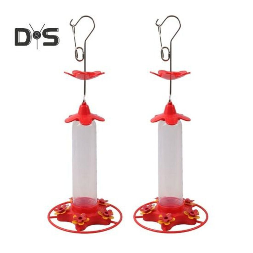(transparent, 2pcs) 360ml Hummingbird Feeder Hanging Feeder with Anti-Ant Guard Bird Feeder with 5 Flower Feeding Ports Circular Perch for Garden Backyard