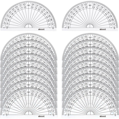eBoot 20 Pack Plastic Protractor  180 Degrees Protractor for Angle Measurement Student Math  4 Inches  Clear