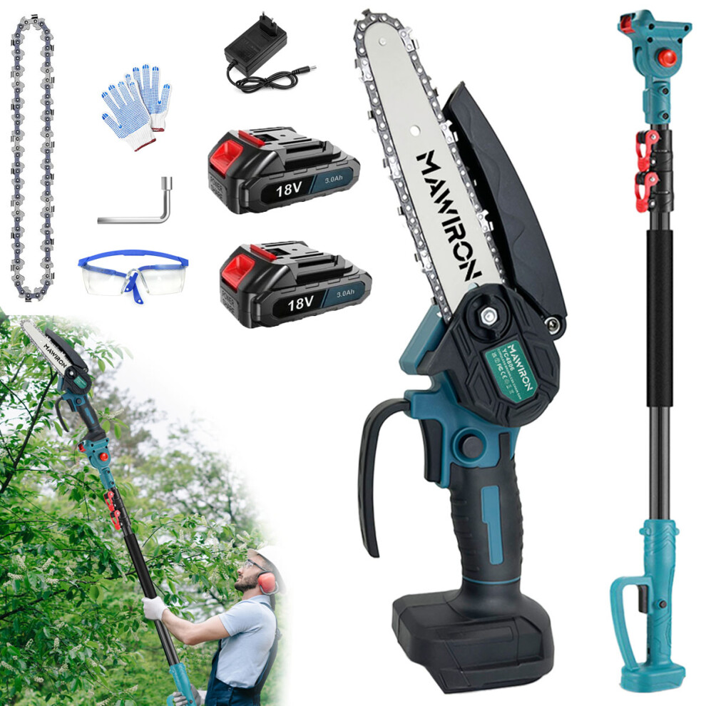 Cordless Telescopic Pole Chainsaw Extendable+2Battery 3.0A+Charger-Makita Compatible